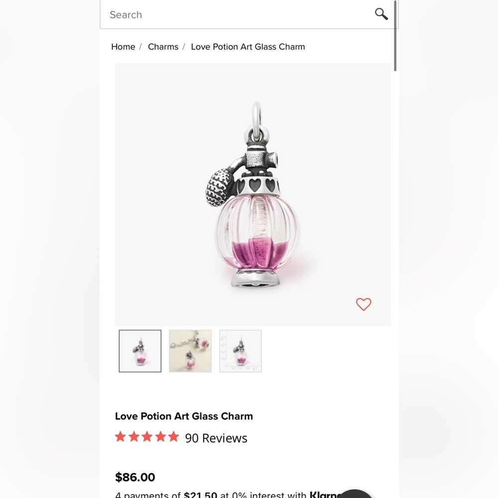 James Avery Love Potion sterling silver charm - Picture 3 of 4